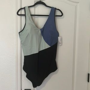 *NWT* Lane Bryant Cacique One Piece Swimsuit Sz 18 Black Blue